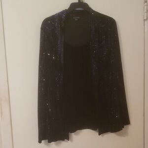 Notations Women's 2 Piece Pant Suit w/Attached Top, 90% Poly, 10% Spandex, L